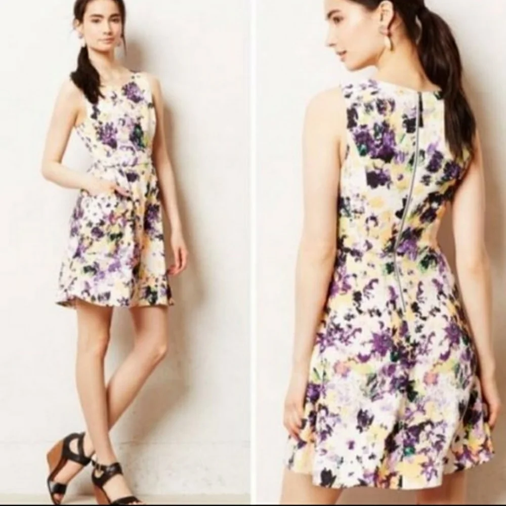 Anthro Maeve Neon Splash Dress Size 10 - Picture 3 of 8